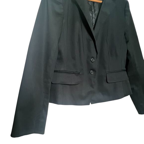 Ann Taylor Size 12 Black Cotton Blend 2 Button Blazer Jacket Career Wear - Picture 4 of 7